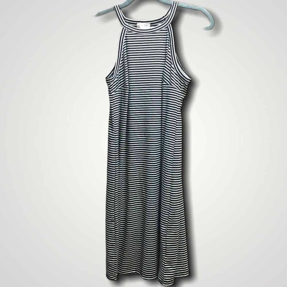 Maison Jules Black and White Striped Halter Dress